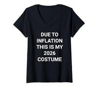 Femme en Raison de l'inflation, Voici Mon Costume de 2026, Funny Economic Wear T-Shirt avec Col en V