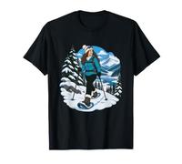 Femme en Raquette à Travers Une vallée de pin Tranquille T-Shirt