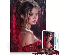 Femme en Robe Rouge Puzzle de 1000 pièces pour Adolescents Jeu de Stimulation Cognitive Ajustement Parfait Format Compact Idéal pour des Moments de Jeu en Famille (38x52cm)