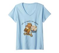 Femme en Route pour enseigner Capybara Classroom Funny à Un Enseignant de 1re année T-Shirt avec Col en V