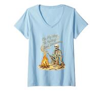 Femme en Route pour Prendre de Mauvaises décisions | Skeleton Vacation T-Shirt avec Col en V