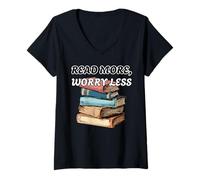 Femme en Savoir Plus Inquiérez Moins T-Shirt avec Col en V