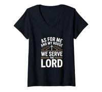 Femme en Tant Que Maison, Nous servons Le Seigneur Christian Dad T-Shirt avec Col en V