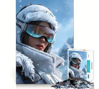 Femme en Tenue de Ski dans Les Montagnes enneigées Puzzle de 1000 pièces Jeu de mémoire Amusant Surface Lisse sans bavures Défi divertissant pour Les Loisirs (38x26cm)