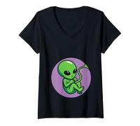 Femme Enceinte Alien - Future Maman à Devenir fœtus Embryon bébé T-Shirt avec Col en V
