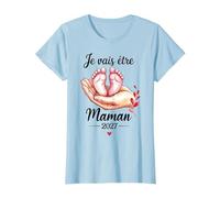 Femme Enceinte Future Maman 2027 Annonce Grossesse Original T-Shirt, Femme, Bleu Céleste, XL