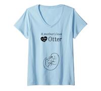 Femme Enceinte - Mothers Love is Like No Otter T-Shirt avec Col en V