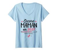 Femme Encore Maman 2027 Cadeau Nouvelle Naissance Future Maman T-Shirt avec Col en V