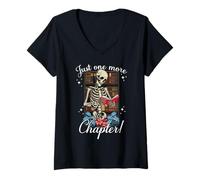 Femme Encore Un chapitre de Plus pour Les Amateurs de Livres de Lecture squelettiques T-Shirt avec Col en V