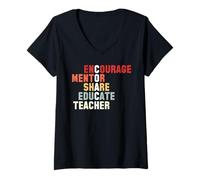 Femme Encourager Mentor Partager Éduquer Enseignant Coach T-Shirt avec Col en V
