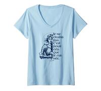 Femme Encre Bleu Marine I Am Not Afraid I Was Born to Do This Joan of Arc T-Shirt avec Col en V