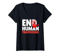 Femme End Human Trafficking Shirts - Enfin au trafic Humain T-Shirt avec Col en V