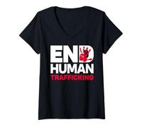 Femme End Human Trafficking T-Shirt avec Col en V