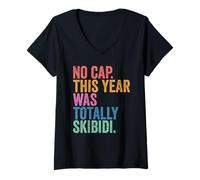 Femme End of School Teachers No Cap This Year Was Totally Skibidi T-Shirt avec Col en V