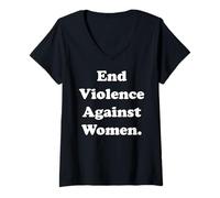 Femme End Violence Against Women Powerful Message T-Shirt avec Col en V