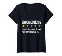 Femme Endométriose Note Une étoile Sensibilisation à l'endométriose T-Shirt avec Col en V