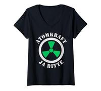 Femme Énergie nucléaire, oui, s'il vous plaît Pro atomic power and clean green T-Shirt avec Col en V