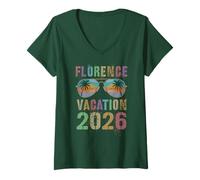 Femme Enfants Florence Vacances 2026 Trip Toutes Les Filles Mon Vacay Assorti T-Shirt avec Col en V
