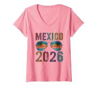 Femme Enfants Mexique 2026 Cousins Vacances Surfer Voyage Assorti T-Shirt avec Col en V