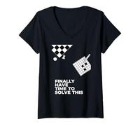 Femme Enfin Avoir Le Temps de résoudre ce Design de Puzzle T-Shirt avec Col en V