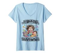 Femme Enfin, Mes factures sont payées, la lessive est terminée, Maman, Life T-Shirt avec Col en V