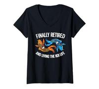 Femme Enfin retraité et Vivre la Vie Koi T-Shirt avec Col en V