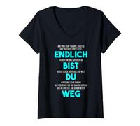 Femme Enfin tu ES Parti - Adieu drôle T-Shirt avec Col en V