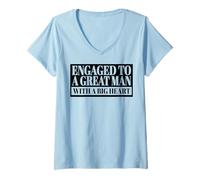 Femme Engagé pour Un Grand Homme avec Un Grand cœur fiancé Hommes Femmes T-Shirt avec Col en V