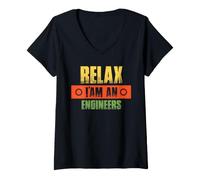 Femme Engineer Relax I'm an Engineers Fun Engineering Job Titiles T-Shirt avec Col en V