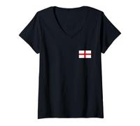 Femme England Flag Saint George's Cross English T-Shirt avec Col en V