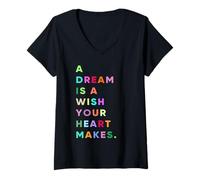 Femme Enjoy A Dream is A Wish Your Heart Makes Cool Quotes Graphic T-Shirt avec Col en V