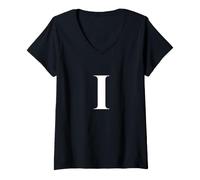Femme Enjoy Cool I Alphabet Mignon Initiale Monogramme Lettre I Graphique T-Shirt avec Col en V
