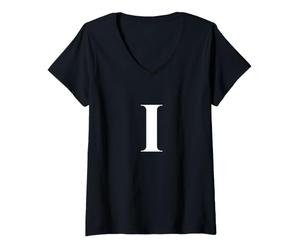 Femme Enjoy Cool I Alphabet Mignon Initiale Monogramme Lettre I Graphique T-Shirt avec Col en V