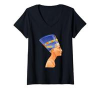 Femme Enjoy The Beautiful Ancient Egyptian Nefertiti Or Cleopatra T-Shirt avec Col en V