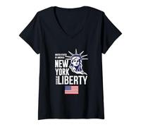 Femme Enjoy Wear Cool NYC New York City Statue of Liberty Graphic T-Shirt avec Col en V