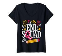 Femme ENL Squad Teacher English New Language School T-Shirt avec Col en V