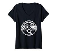 Femme Énoncé de pensée analytique de l'état d'esprit naturellement Curieux T-Shirt avec Col en V