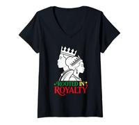 Femme Enraciné dans la royauté, l'héritage du Sang Africain, Mois de l'histoire des Noirs T-Shirt avec Col en V