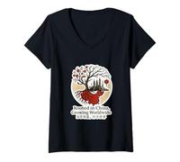 Femme Enraciné en Chine, Growing Worldwide : Design d'arbre stylisé T-Shirt avec Col en V