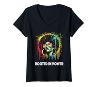 Femme Enracinées dans le pouvoir, autonomiser les femmes LGBT noires, queer, afro pride T-Shirt avec Col en V