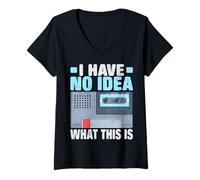 Femme Enregistreur Cassette rétro « I Have No Idea What This is Retro » T-Shirt avec Col en V