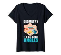 Femme Enseignant de géométrie Mathématicien Sujet Mathématiques Mathématiques Mathématiques T-Shirt avec Col en V