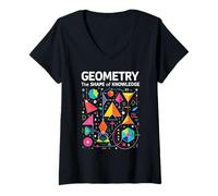 Femme Enseignant de géométrie Mathématicien Sujet Mathématiques Mathématiques Mathématiques T-Shirt avec Col en V