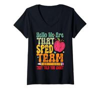Femme Enseignant de l'éducation spécialisée Enseignant T-Shirt avec Col en V