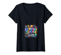Femme Enseignant en Astronomie, Sciences spatiales, Univers, éducation, Design T-Shirt avec Col en V