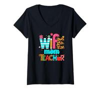 Femme Enseignant, épouse, Maman, éducateur T-Shirt avec Col en V