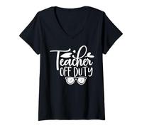 Femme Enseignant Hors Service Dernier Jour de Vacances d'été T-Shirt avec Col en V