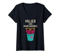 Femme Enseignant Latina Éducateur bilingue Espagnol Patrimoine Empower T-Shirt avec Col en V