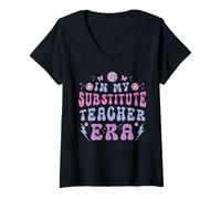 Femme Enseignant suppléant Era Assistant d'enseignement T-Shirt avec Col en V