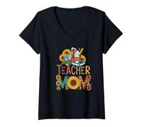 Femme Enseignante Maman Éducateur T-Shirt avec Col en V